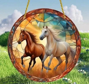 Horse Design Sun Catcher : Hanging Window Plaque Ornament Home Decor Gift - Picture 1 of 6