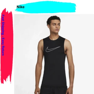 Nike Pro Dri-FIT Slim-Fit Sleeveless Men's Top, Black, Sz Lg - Picture 1 of 4