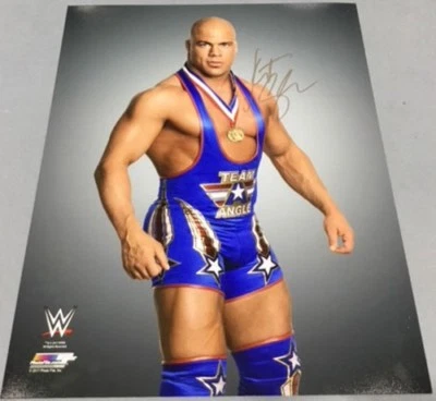 Autographed Kurt Angle 16 x 20 Photo Print, Team Angle WWE WWF Photo File - Image 1 of 2