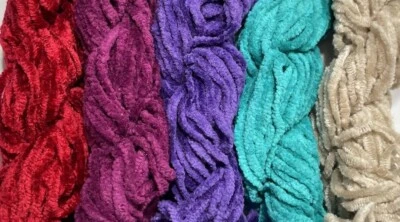 Job lot bundle Yarn Wool Crafts Pom Pom CHENILLE DK & Aran 5x 10 meters 453 - Image 1 of 4