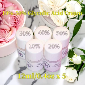 10%-20%-30%-40%-50% Glycolic Acid Cream 0.4ozX5/2oz For Acne/Scar/Clogged Pores - Picture 1 of 8
