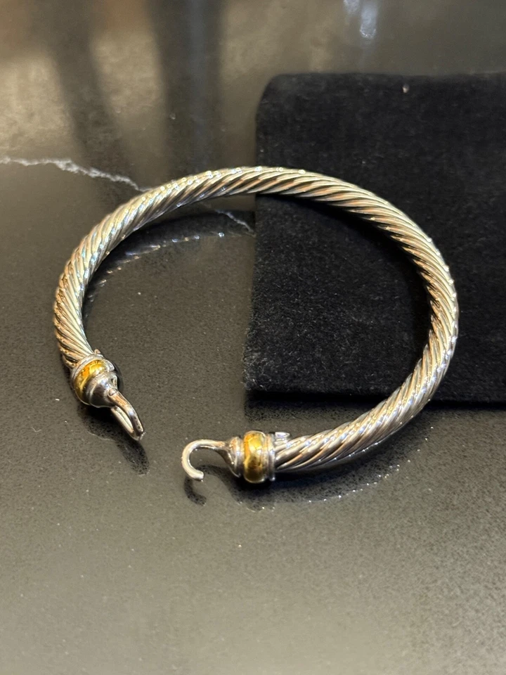 Brazalete David Yurman Clásico 925 SS Cable 18k Hebilla 5mm Foto 1 de 4