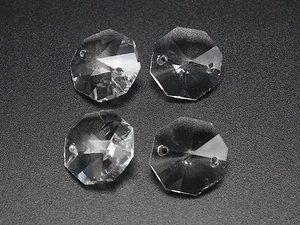 25 Clear Crystal Octagon Bead Connector 16mm 2 Hole Prisms Chandelier Chain Part - Bild 1 von 6