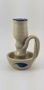Fatto ceramica Williamsburg vintage. Inc. Portacandele con foglie blu cobalto - Foto 1 di 5