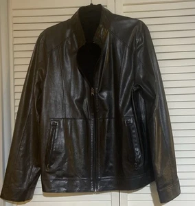 ✨Neu ohne Etikett Wendejacke schwarz Leder bis dunkelblau leichte Wildleder/glatt Gr. L - Bild 1 von 14