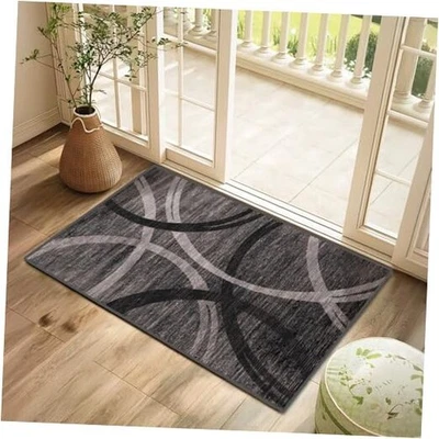 Tapetes de área 2×3 capacho, tapete pequeno abstrato geométrico moderno lavável, pilha baixa  - Imagem 1 de 4