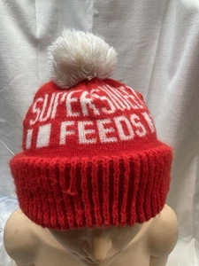 Vintage Supersweet Feeds Stocking Knit Hat Beenie Farm Livestock Pom Pom Cap - Bild 1 von 5