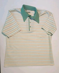 Vintage 60s 70s Edwards of California Polo Collared Shirt Green Stripe XL - Picture 1 of 6