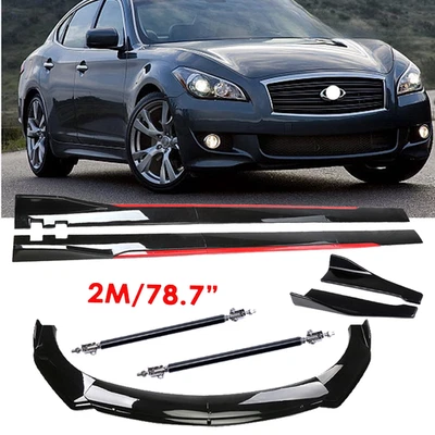 Front Bumper Lip Splitter Glossy Black Red Body Kit Side For INFINITI M37 Se Foto 1 de 4