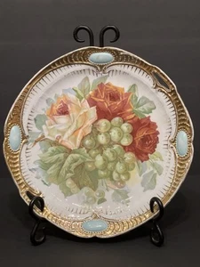 1920s Bavarian Heavy Raised Gold Cake Platter 10" Roses/Grapes - Picture 1 of 11