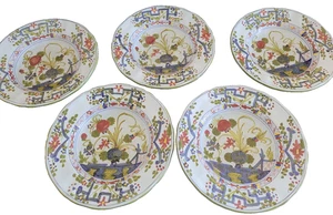 5 Vintage Italian Garofano Faenza For Gumps Blue 9 3/4" Carnation Soup bowl - Picture 1 of 5