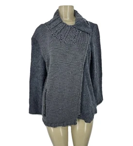 Gro A Live Size 40 Women Full ZIP Wool Sweater Jacket Asymmetrical Mix Knit CLT - Picture 1 of 8