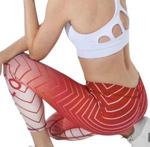 Peloton X Terez Damen Leggings S rot orange ombre gestreift Spruch - Bild 1 von 10