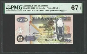 Zambia 100 Kwacha 2010 P38i sin circular grado 67 - Imagen 1 de 2