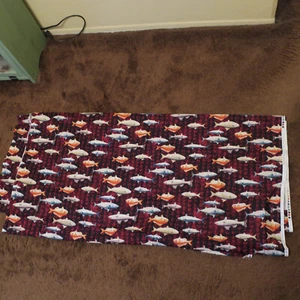 Fish w Asian Theme Fabric 4 yards Robert Kaufman - Bay Shore Collection - Picture 1 of 4