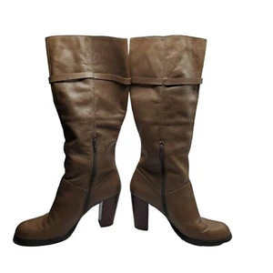 Nine West Kayleer Women's Knee High Leather Boot Size 9.5 Light Brown Tan Riding - Picture 1 of 21