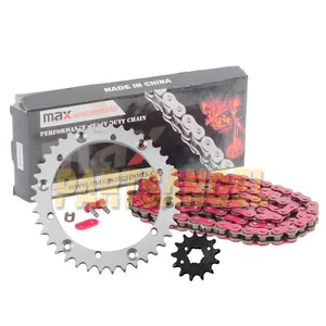 Heavy Duty Red Chain & Sprocket Kit for 1989-2004 Yamaha Warrior 350 YFM350X - Picture 1 of 4