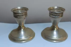 PAIR OF DUCHIN CREATION STERLING SILVER WEIGHTED CANDLE HOLDERS - Picture 1 of 5
