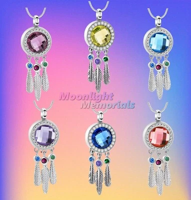 Novo Colar Memorial Apanhador de Penas de Cristal Urna de Cremação Lembrança Cinzas - Imagem 1 de 2