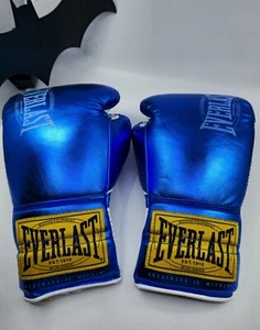 Everlast 1910 Lace-Up Boxing Gloves - Metallic Blue 10oz - NEW - Picture 1 of 18
