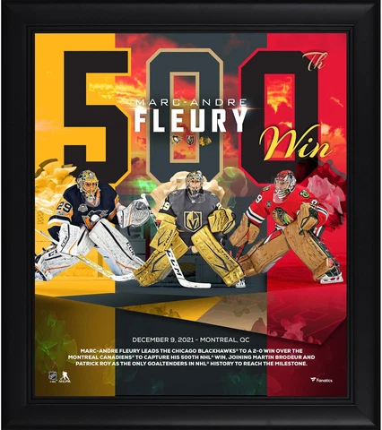 Marc-Andre Fleury Chicago Blackhawks Framed 15" x 17" 500th NHL Win Collage Cover