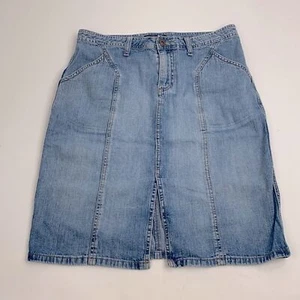 J Crew Vintage Denim jean skirt Size 8 Light Wash Zip button up Cotton - Picture 1 of 10
