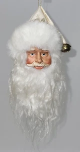 De Colección Blanco Rizado Imitación Piel Barba Difuso Sombrero Campana Cabeza de Papá Noel Cara Adorno de Navidad - Imagen 1 de 5