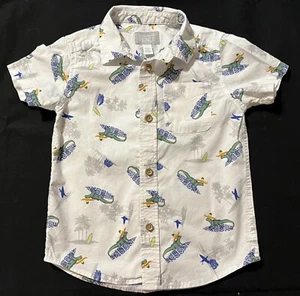 CHILDRENS PLACE Boys Sz 4T Gecko Print Hawaiian Aloha Cotton Shirt - Picture 1 of 3