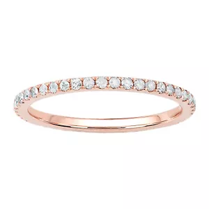 Rose Gold 2/3ct Pave Eternity Diamond Wedding Band (H-1, I1-I2) - Picture 1 of 5