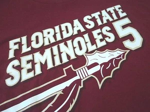 Florida State Seminoles Mens L T Shirt Number 5 Maroon Burgundy New With Tags - Picture 1 of 8