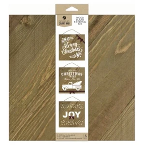 Hampton Art 11.5" x 11.5" Plank and Stencil Kit Rustic Wood - Picture 1 of 7