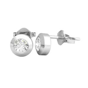 0.1ctw Round Lab-Created Diamond 14k Gold Stud Earrings Flared Bezel Solitaire - Picture 1 of 21