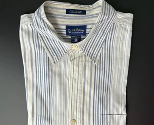Camisa Oxford Club Room by Charter Club XL para hombre en rayas crema y azul - Imagen 1 de 6