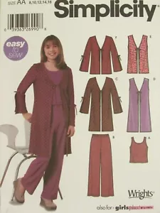 SIMPLICITY 5486 Girls Jacket or Vest n 2 lngths Knit Top & Pants PATTERN 8-16 UC - Picture 1 of 3