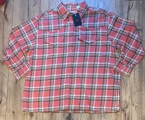 Neu mit Etikett Levis Western Pearl Snap Hemd Herren XL kariert Flanell rot schwarz weiß - Bild 1 von 4