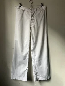 32W 29.4L Vintage 40s 50s White US Navy Wide Leg Service Trousers Pants 5 Button - Picture 1 of 11