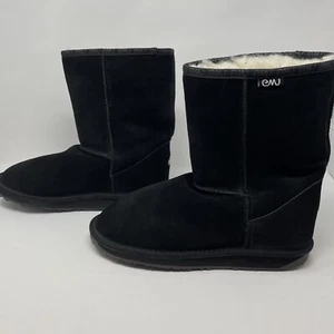 EMU Bronte Lo Suede Shearling Merino Wool Lined Mid-Calf Womens 10 Boots Black - Picture 1 of 13