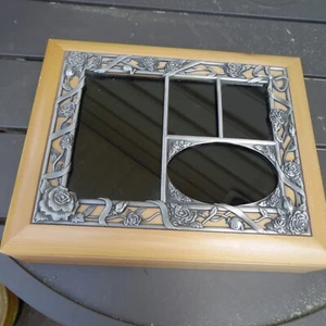 Wood oak color  Royal Limited  Trinket/Jewelry Photo Box Wood & Pewter - Picture 1 of 5