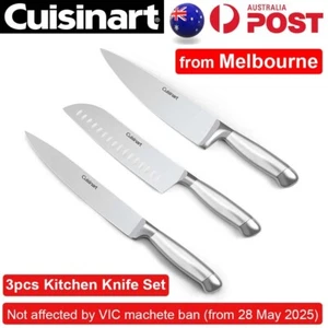 3pcs Cuisinart Kitchen Knife Set Chef's Knives Chef Butcher Santoku Fish Slicer - Picture 1 of 7