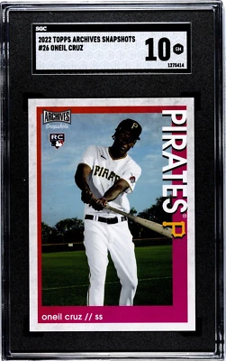 2022 Topps Archives Snapshots #26 Oneil Cruz Rookie SGC 10 GEM MINT RC - Image 1 of 2