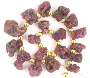 Joyería antigua natural rubí rojo rubí áspero 9" de largo cruda 9x13-16x24 mm - Imagen 1 de 4