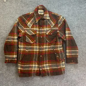 Vintage Woolrich Flannel Jacket 1970s Plaid Men’s Medium Vtg 70s Hunting Shacket - Picture 1 of 16