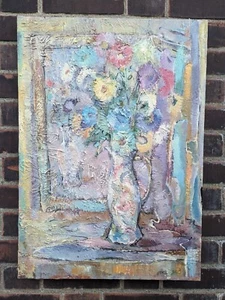 IMPASTO FLOWERS IN VASE RUSSIAN ORIGINAL OIL by AKSIROV - Picture 1 of 15