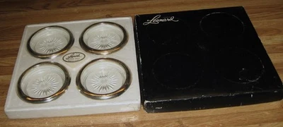 Montaña rusa de cristal vintage Leonard plateada/juego de cuatro/nueva sellada en caja Foto 1 de 4