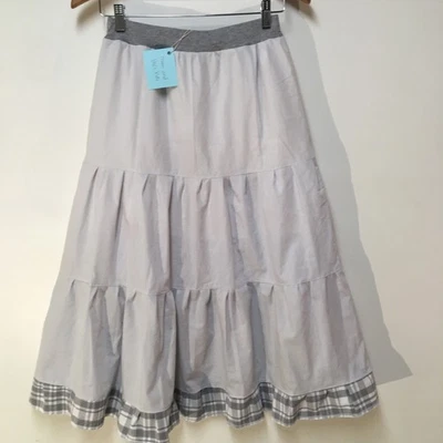Skirt Girls XL 14/16 Maxi Gray Ruffle Tier Cotton Lined Plaid Mom and Pop's Kids - Image 1 of 4