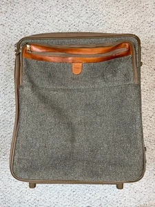 Vintage Hartman Wheeled Suitcase Tweed and Leather H25” W20” D11 - Picture 1 of 9