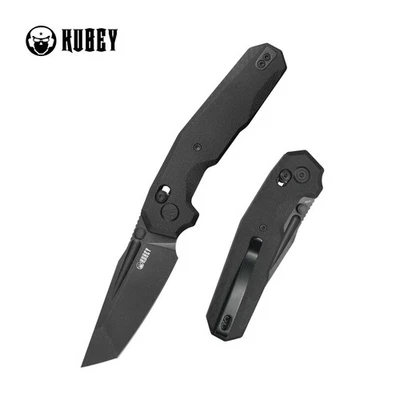 Kubey Carve Folding Knife Black G10 Handle 14C28N Plain Blackwash Finish KU237E