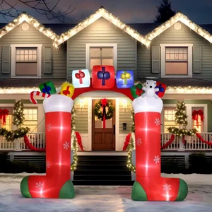Arco de calcetín inflable de Navidad de 9 pies x 10,9 pies con luces LED - Decoración navideña - Imagen 1 de 6