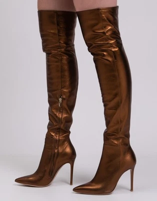 RRP€1690 GIANVITO ROSSI Leather Over the Knee Boots US8 UK5 EU38 Made in Italy - Image 1 of 4