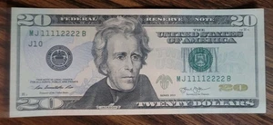 Double Quad TRUE BINARY 11112222 $20 Fancy 2013 series Almost Uncirculated / Un - Picture 1 of 12